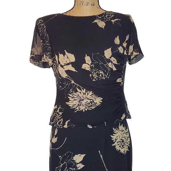 Vintage 80s Cynthia Howie Maggy Boutique 2PC Black Silk Rose Print Set Size 6P - Picture 4 of 14